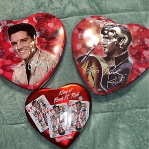 Set of 3 Elvis heart shaped tins Collectible